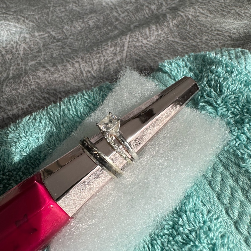 BRAND NEW!! Moissanite engagement ring with diamond wedding band hers and his - Picture 6 of 7